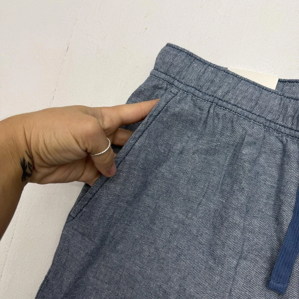 Banana Republic Shorts Mens Small 32 Blue Linen Chino Drawstring 7 Inseam Casual